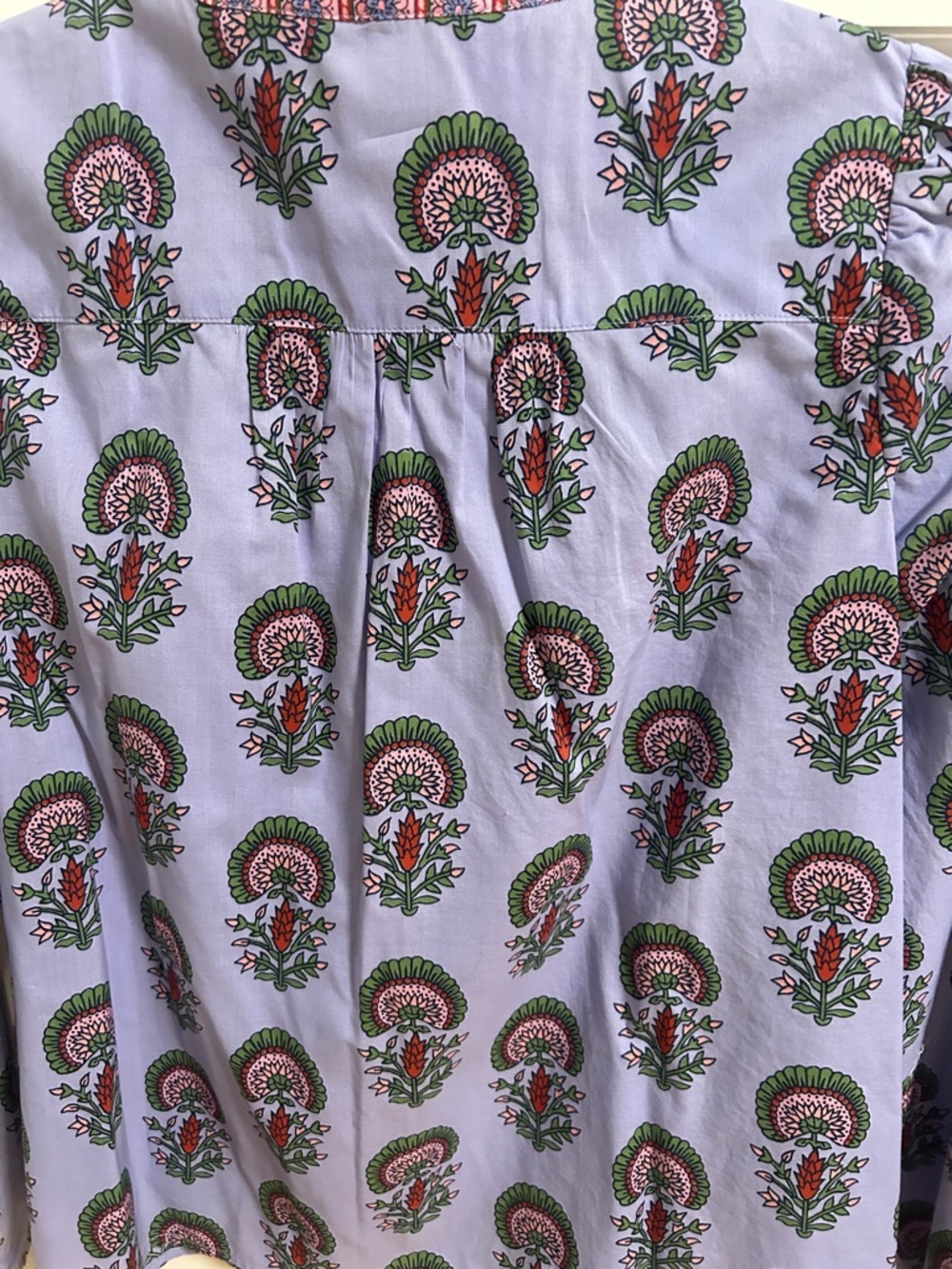 Boden Lavender Floral Button-Front Blouse with Green & Pink Accents - Picture 7 of 7